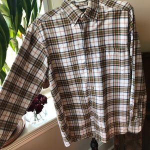 Eddie Bauer 100% cotton plaid button down shirt